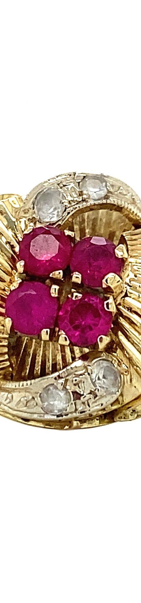 Vintage 14K Gold Ring with Ruby and Cubic Zirconia